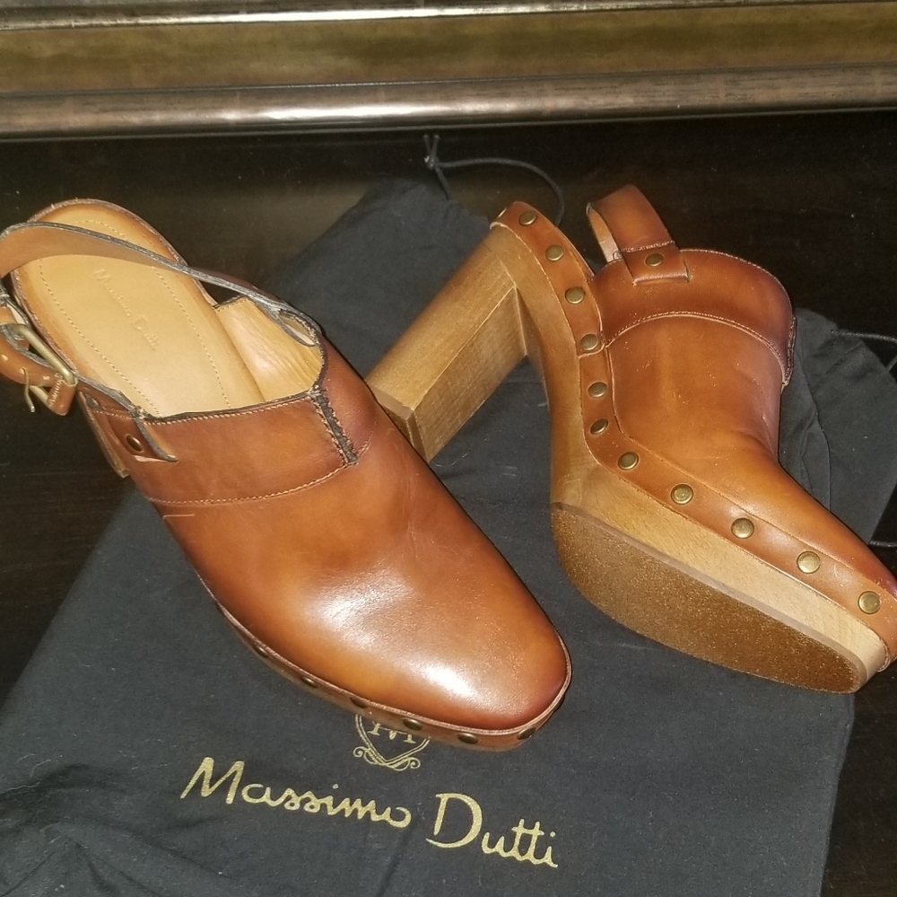 Massimo Dutti womens slingback leather booties